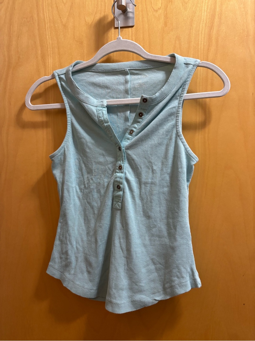 Anthropologie Ribbed Henley Tank Light Blue